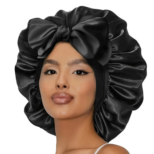 Black Satin Bonnet